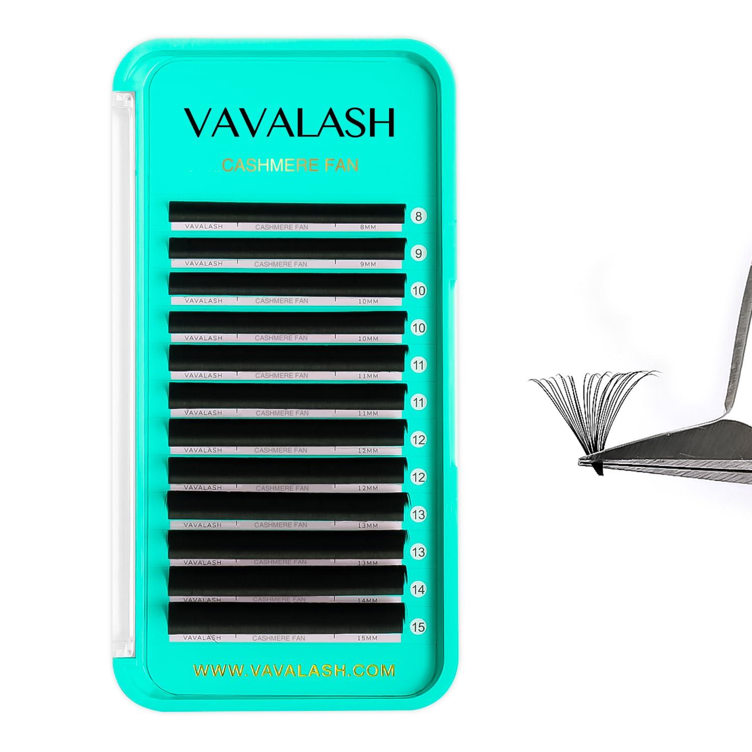 VAVALASH Cashmere Easy Fan Lashes 0.03 0.05 0.07 C/CC/D/DD Volume Lash Extensions 8MM-20MM Matte Black Self Fanning Eyelash Extensiones Professional Supplies for Lash Artists (D-0.03 13-20mm) D-0.03 13-20 mm